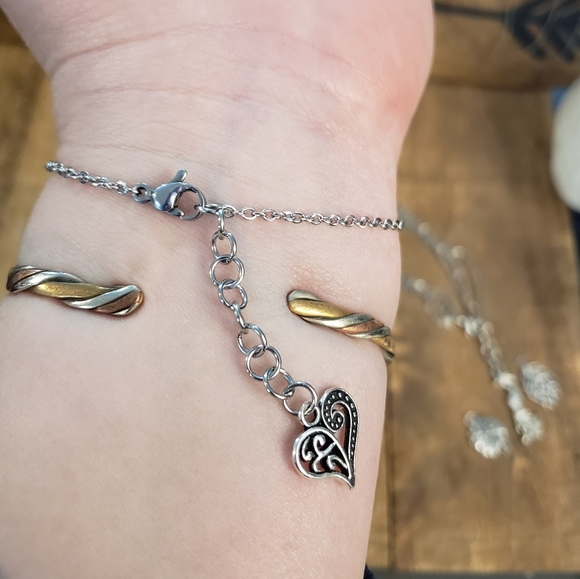 Celtic Heart Slave Bracelet Hand Chain Boho Belly Dancer Jewelry Stainless Steel - Picture 11 of 15